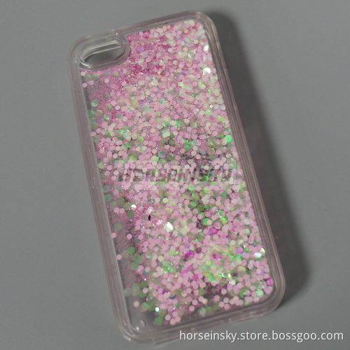 Fancy Glittering Flowing Liquid Heart Clear PC Case for iPhone5 Glitter Case